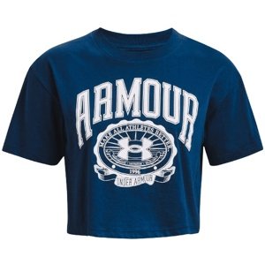 Dámské tričko Under Armour Collegiate Crest Crop SS - varsity blue - S - 1379402-426